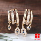Earring Blue Synthetic Zirconia Devil's Eye Earrings with Metal - product gallery image 4