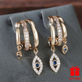 Earring Blue Synthetic Zirconia Devil's Eye Earrings with Metal