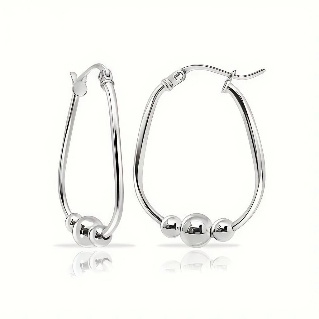 Earring Sterling Silver Beaded Drop Earrings Women with 30mm