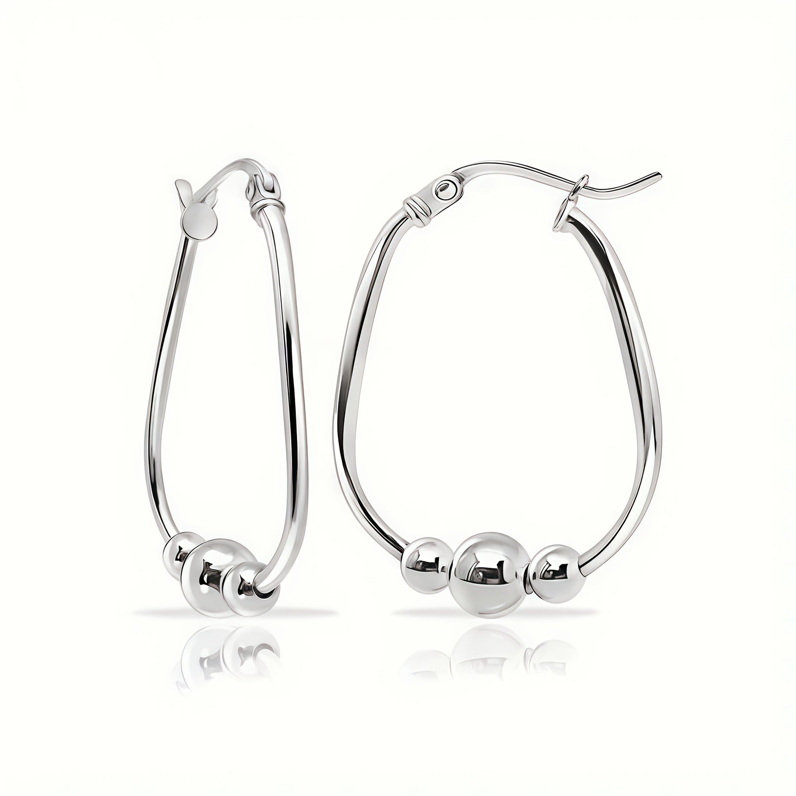 Earring Sterling Silver Beaded Drop Earrings Women with 30mm