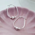 Earring Sterling Silver Beaded Drop Earrings Women with 30mm - Silvery option