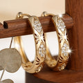 Earring White Synthetic Zirconia Gold Hoop Earrings with Metal