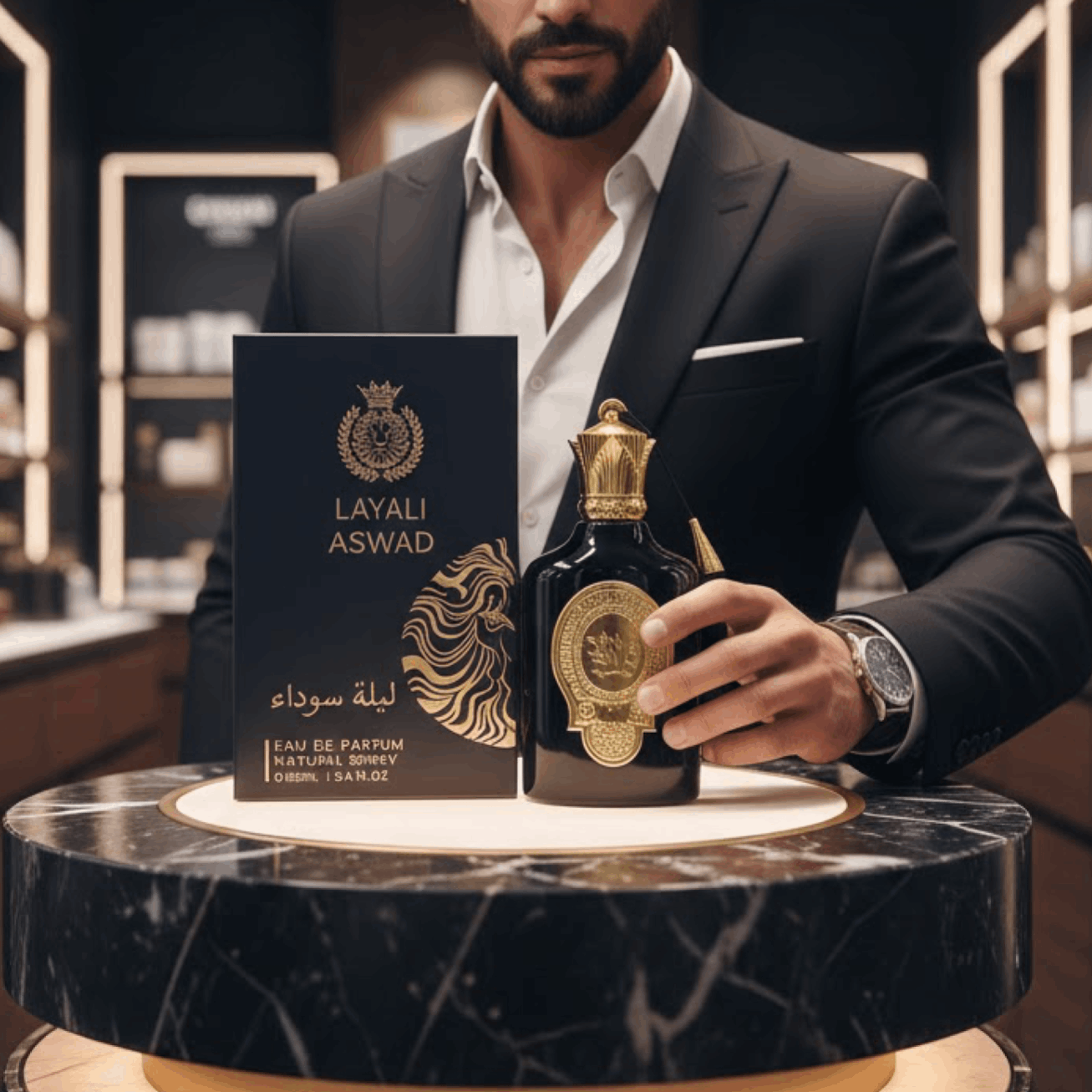 Eau de Parfum Layali Aswad Arabian OUD EDP Men's with 100ml - product gallery image 2