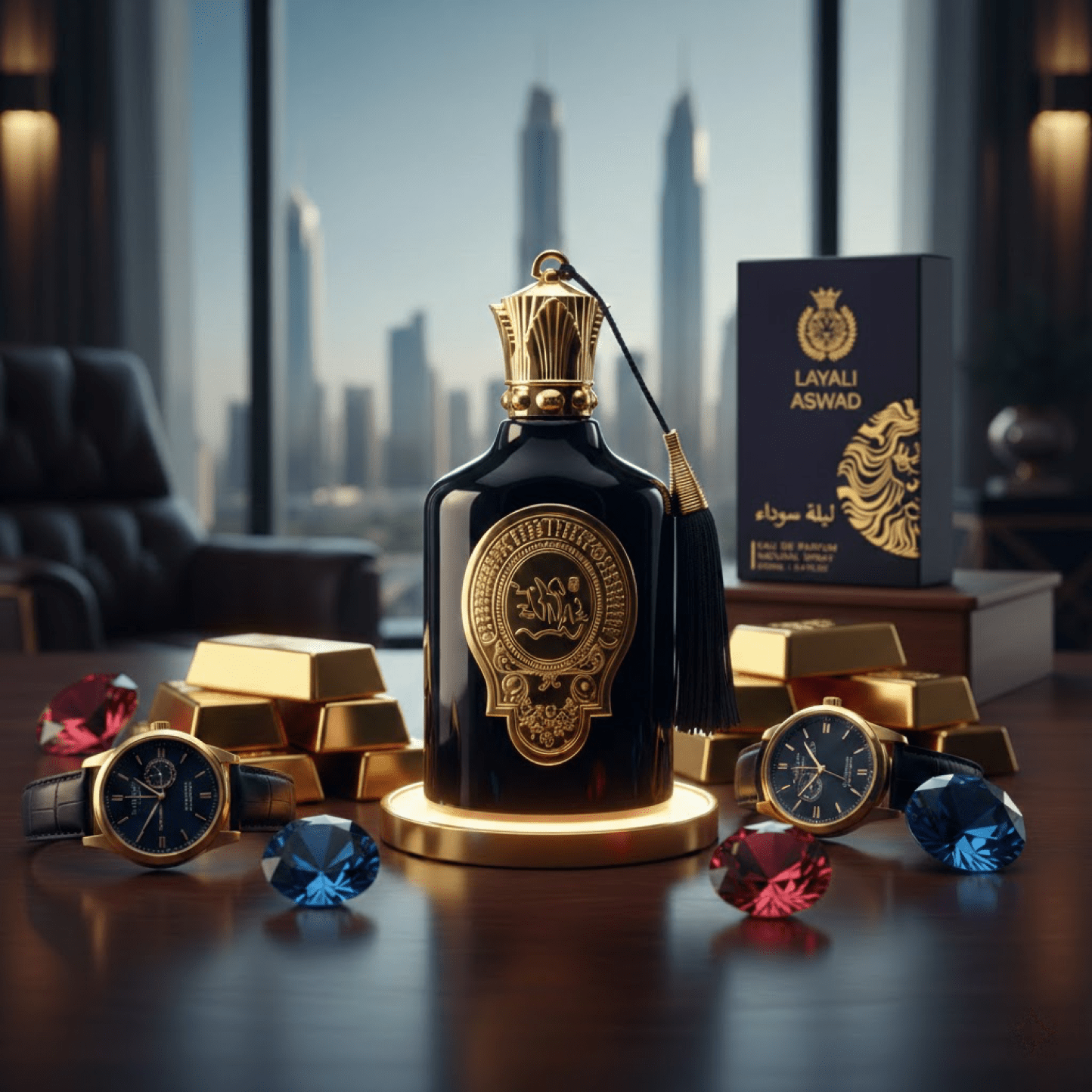 Eau de Parfum Layali Aswad Arabian OUD EDP Men's with 100ml - product gallery image 5