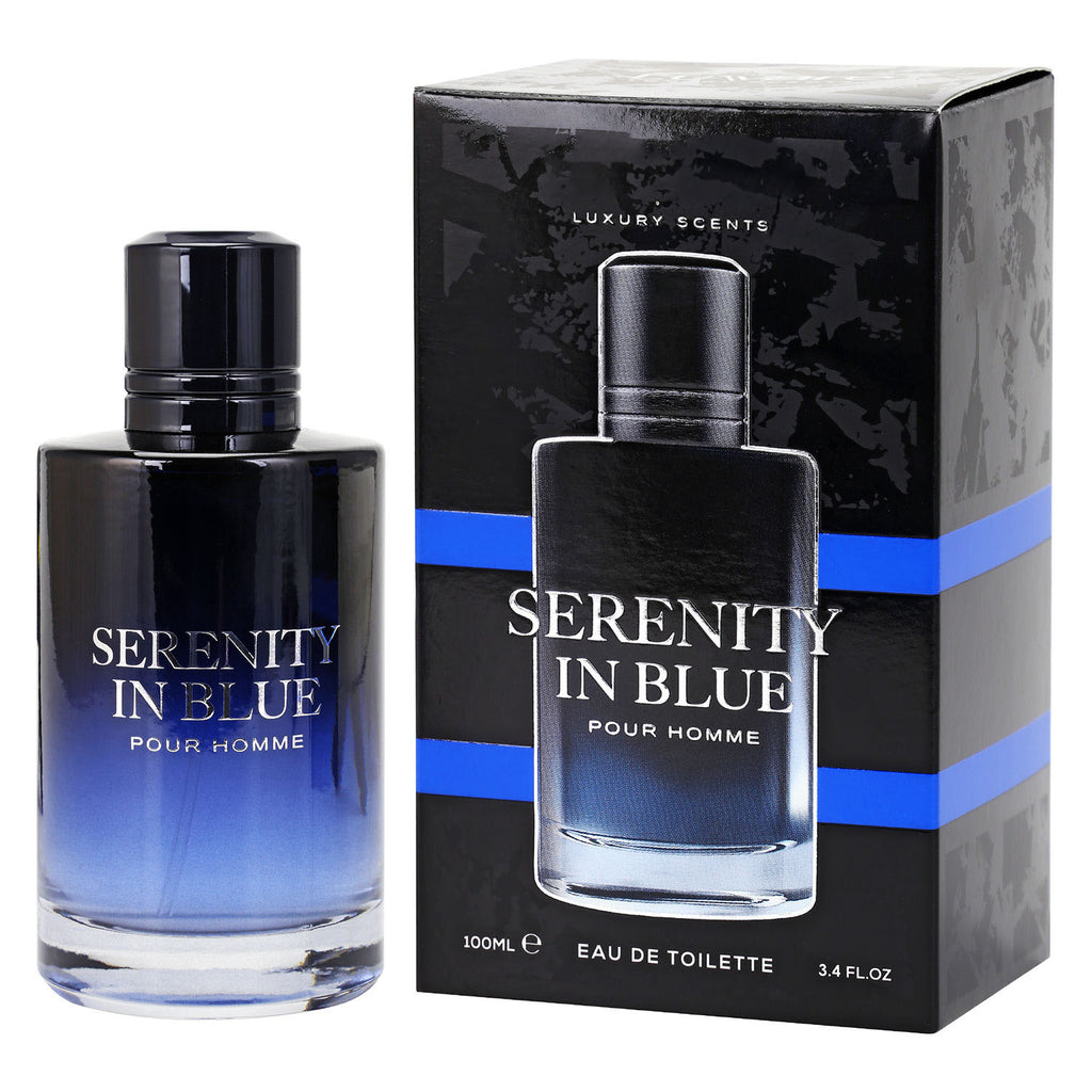 Eau de Toilette Serenity in Blue Pour Homme Mens with 100ml, Glass
