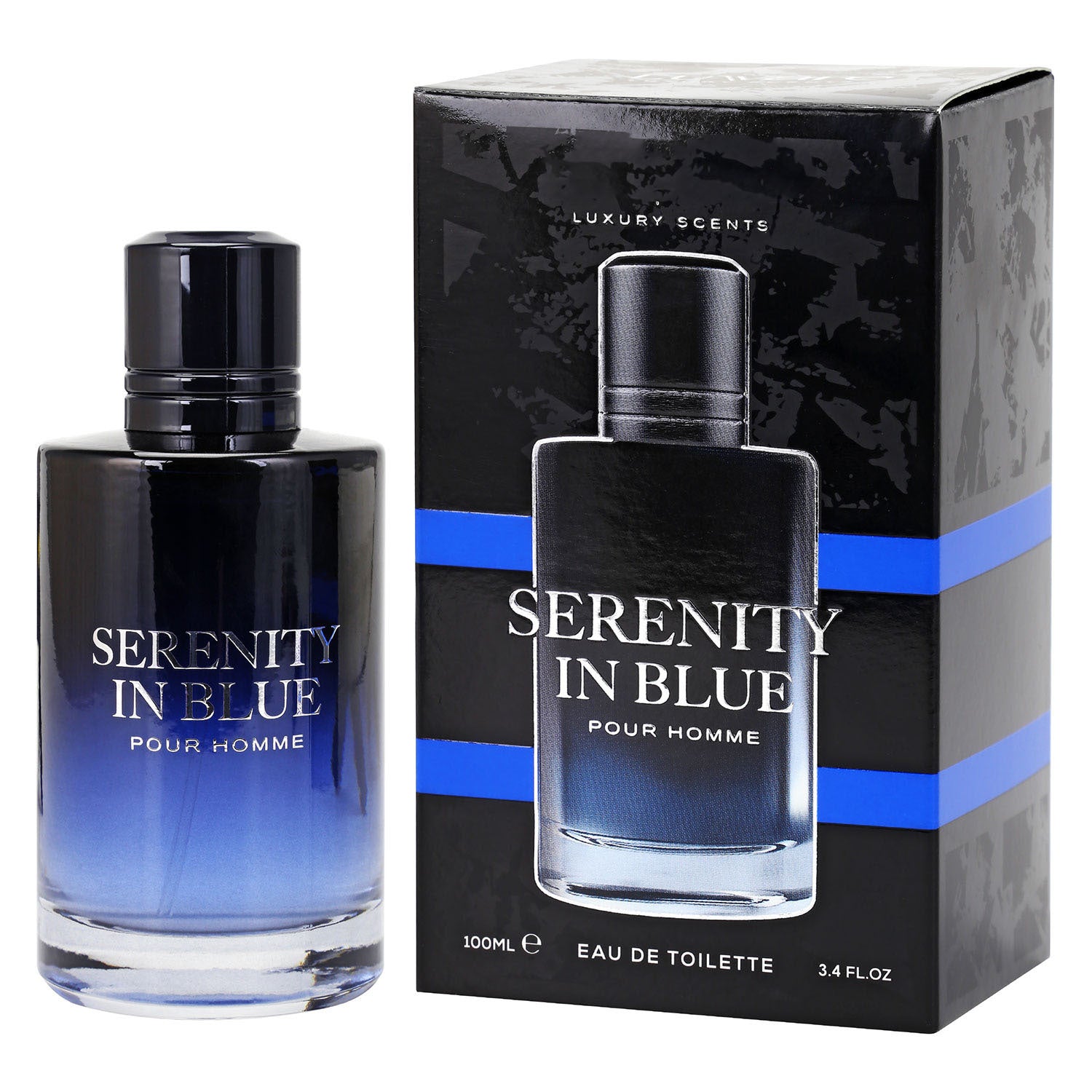 Eau de Toilette Serenity in Blue Pour Homme Mens with 100ml, Glass