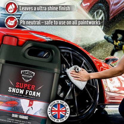Snow Foam Plus 2L Pump up Snow Cannon Full Kit Inc Mitt & Drying Cloth Wash Detailing Valeting Kit For Car Van Caravan 5L Super Thick Pre Wash Pressurised Snow Cannon Lance