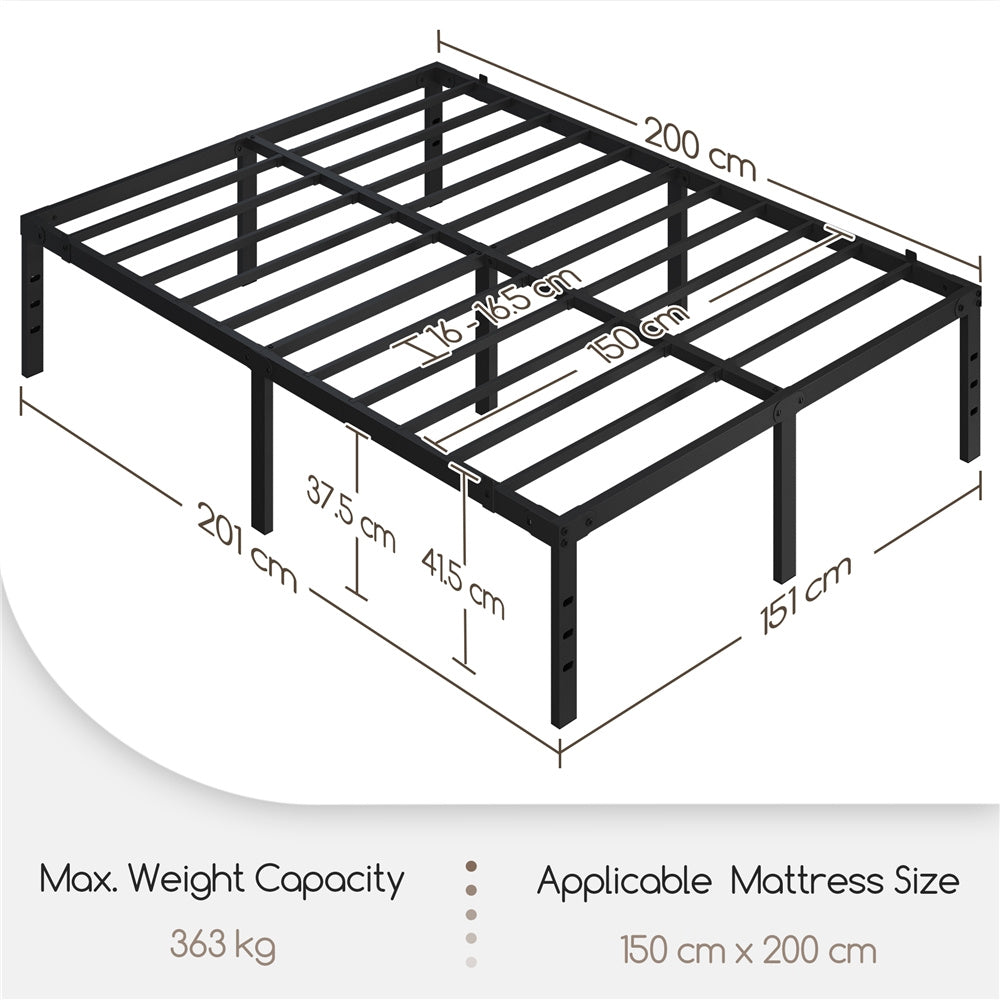 Costoffs Metal Platform Bed Frame, Metal bed base, Metal-framed Bed, Mattress foundation with Heavy Duty Steel Slats, Non-Slip Design & 41.5cm Ample Under-Bed Storage, Black