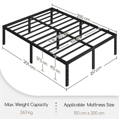Costoffs Metal Platform Bed Frame, Metal bed base, Metal-framed Bed, Mattress foundation with Heavy Duty Steel Slats, Non-Slip Design & 41.5cm Ample Under-Bed Storage, Black