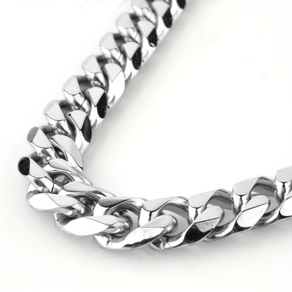 1pc 19Mm Men'S Hip Hop 304L Stainless Steel Bracelet, Punk Cuban Curb Bracelet Chain Jewelry Gifts