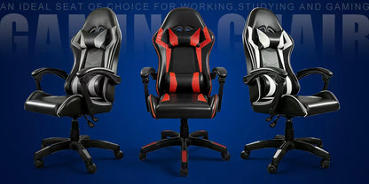 【Gaming Chair】 Ergonomic design Office Chair, height adjustable office chair, Lumbar Support+ headrest, 90° - 135° reclining gaming chair, white, red, gray