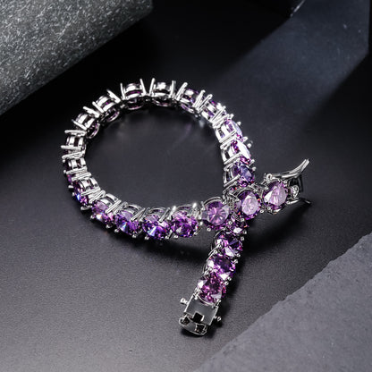 1pc 8mm Purple Tennis Chain Wedding Anniversary Concert Daily Bracelet Accessories Men's and Women's Thanksgiving Christmas Father's Day Holiday Gift Everyday Gift