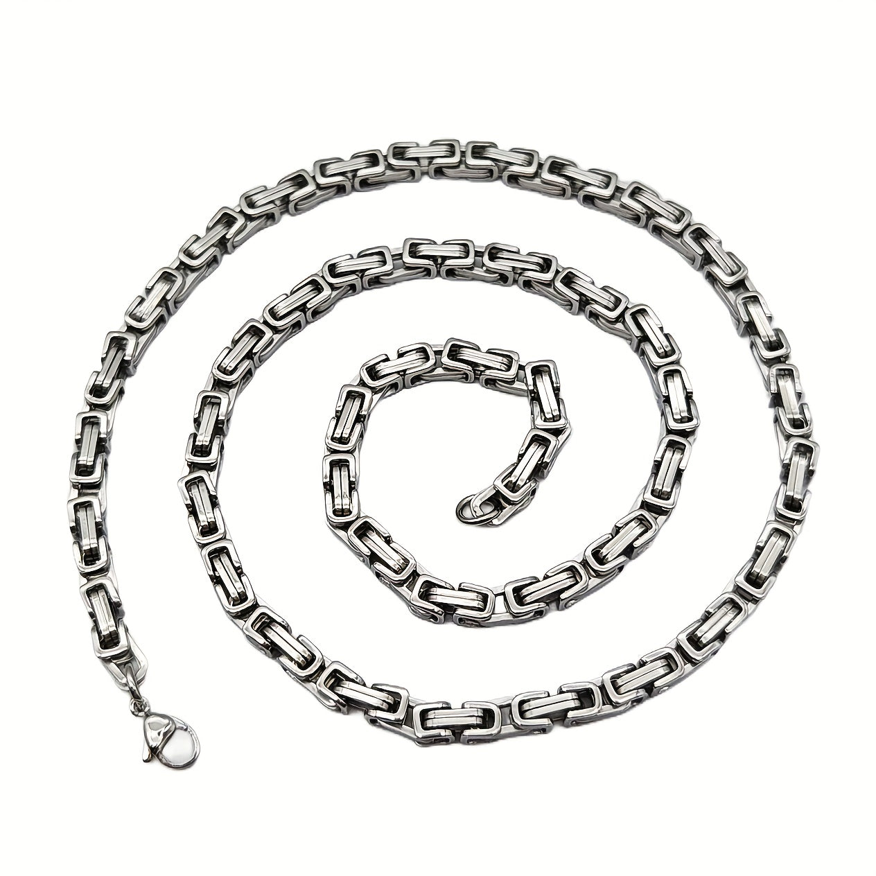 Men'S Necklace Hip Hop Chain 304 Stainless Steel Necklace Byzantine Link Chain for Men Gift