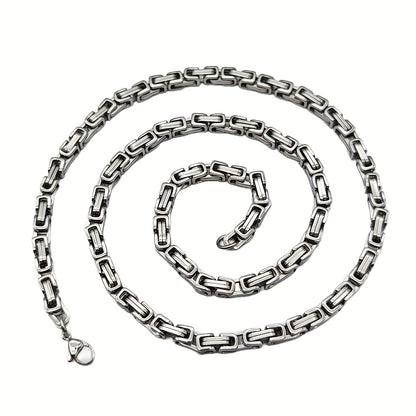 Men'S Necklace Hip Hop Chain 304 Stainless Steel Necklace Byzantine Link Chain for Men Gift