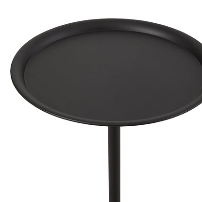 Dia.39cm Metal Round Coffee Table Outdoor Garden Table for Garden Terrace Balcony Living Room Black