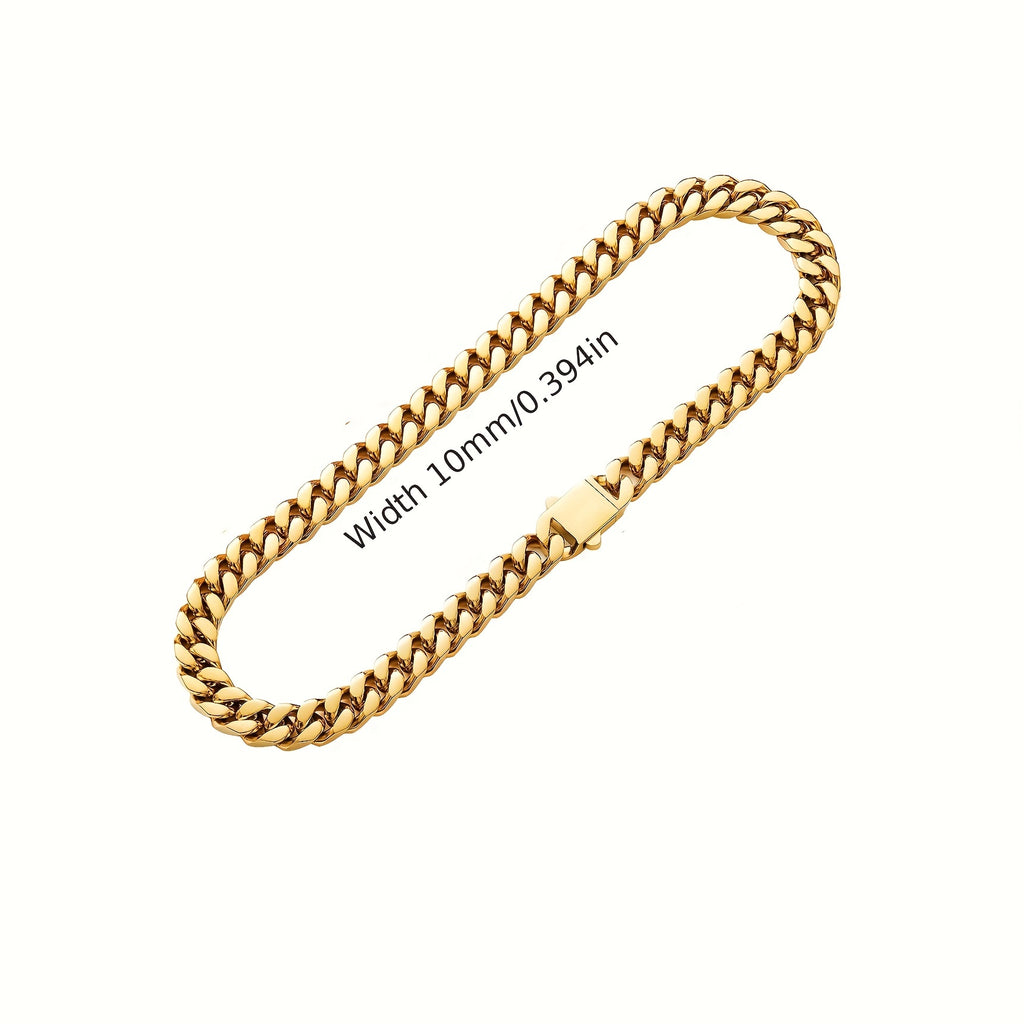 Gold-Tone Four-Sided Cuban Chain Necklace