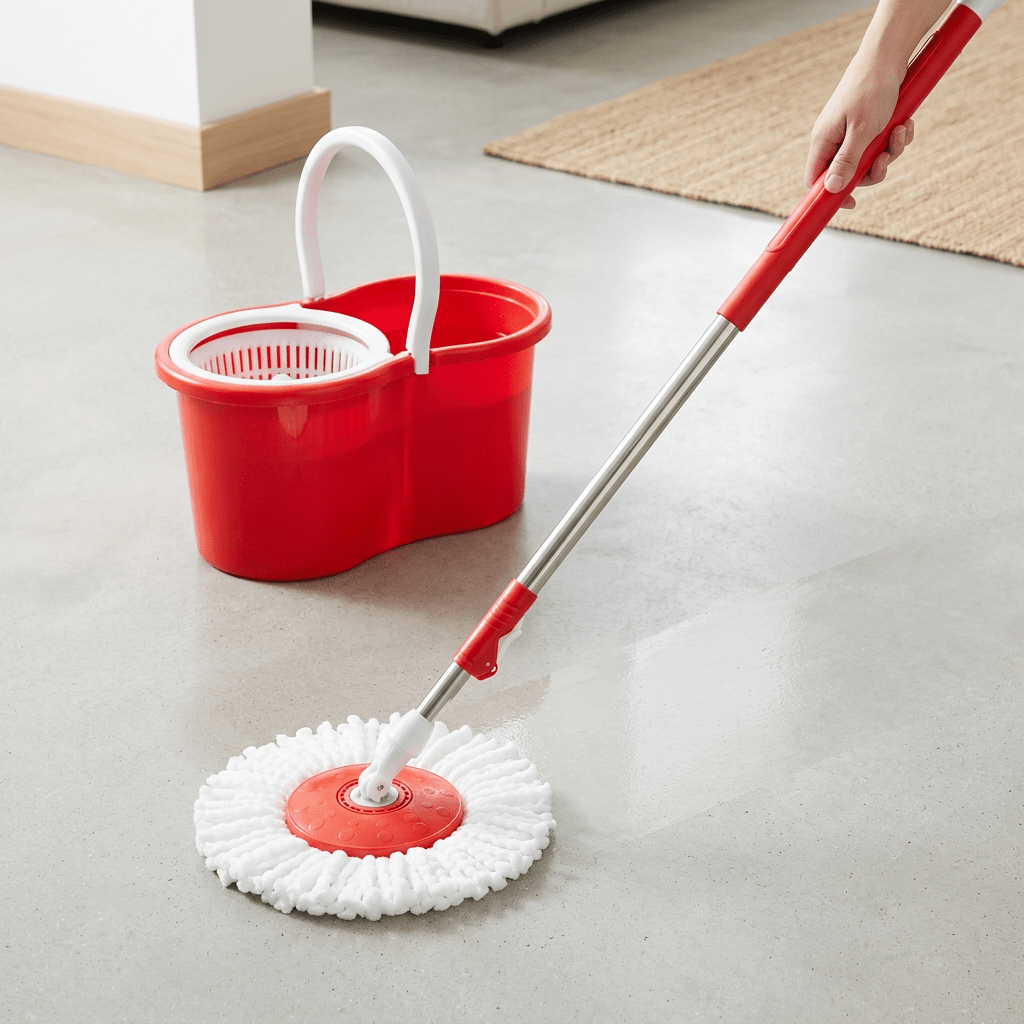 360° Spin Mop and Bucket Set with Wringer, Easy Wring Floor Cleaning Mop with 2 Reusable Microfiber Head for Household Living Room Bedroom Bathroom Toilet