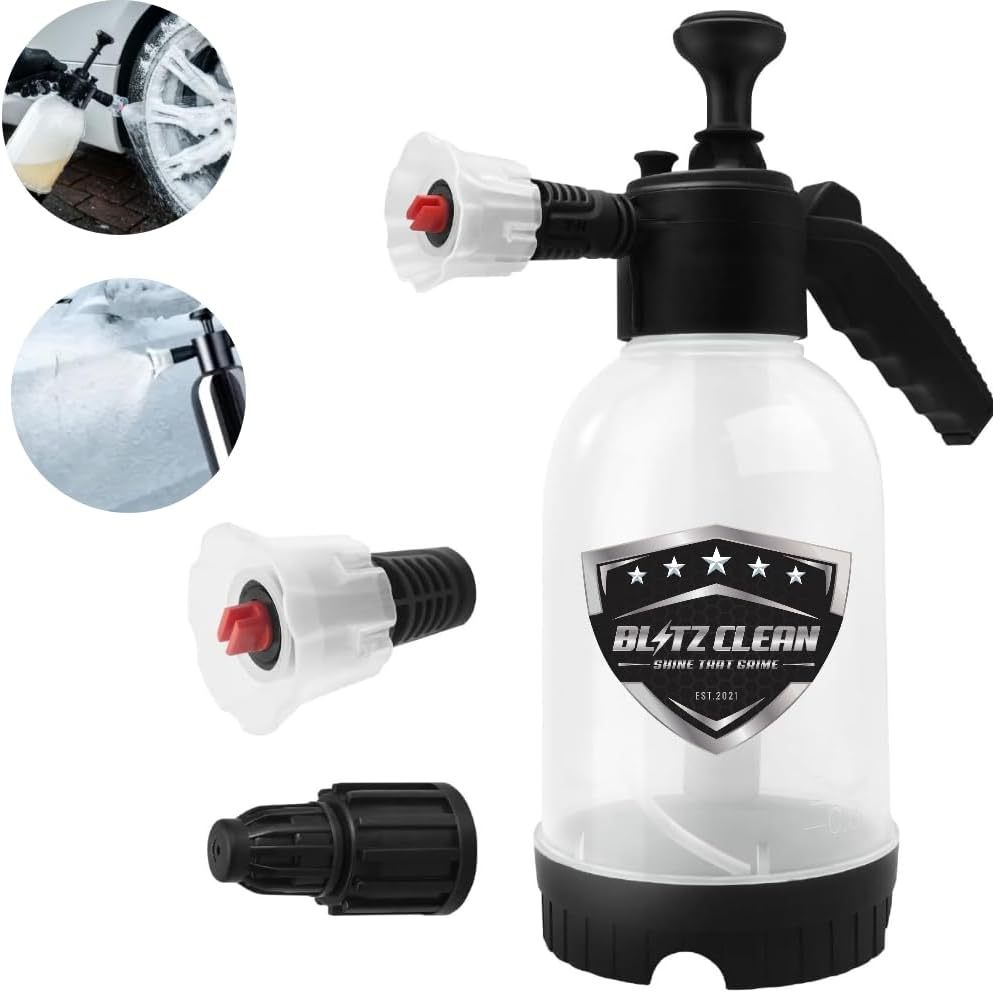 Snow Foam Plus 2L Pump up Snow Cannon Full Kit Inc Mitt & Drying Cloth Wash Detailing Valeting Kit For Car Van Caravan 5L Super Thick Pre Wash Pressurised Snow Cannon Lance