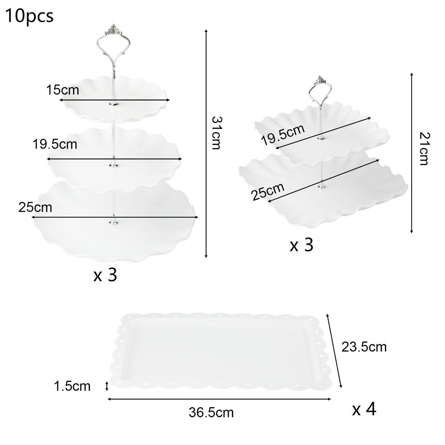 10/5pcs Cupcake Stand with Two-Tier Cake Stands Three-Tier Cake Stands Appetizer Trays for Wedding Baby Shower Tea Party