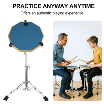 Drum Pad, 6-Inch Double Sided Drum Practice Pad with Stand Silent Snare Drum Training Kit