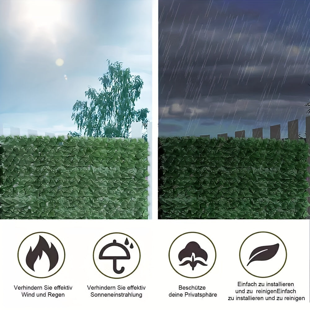 1m High 3m/5m/6m/10m Length Artificial Ivy Leaf Hedge Roll Privacy Fence Screen Wall Landscape Screen Garden Fence Screening Balcony Wall Panel for Outdoor Garden Decor, Party, Wedding