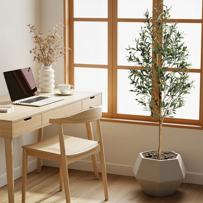 6FT/180cm Artificial Olive Tree Artificial Plant Large Artificial Plant Decoration Indoor Outdoor Home Office Kitchen Living Room Patio Garden Modern Decoration Best for Promotional Housewarming Halloween, Christmas Gift for Keeping Birds and Cats and Oth