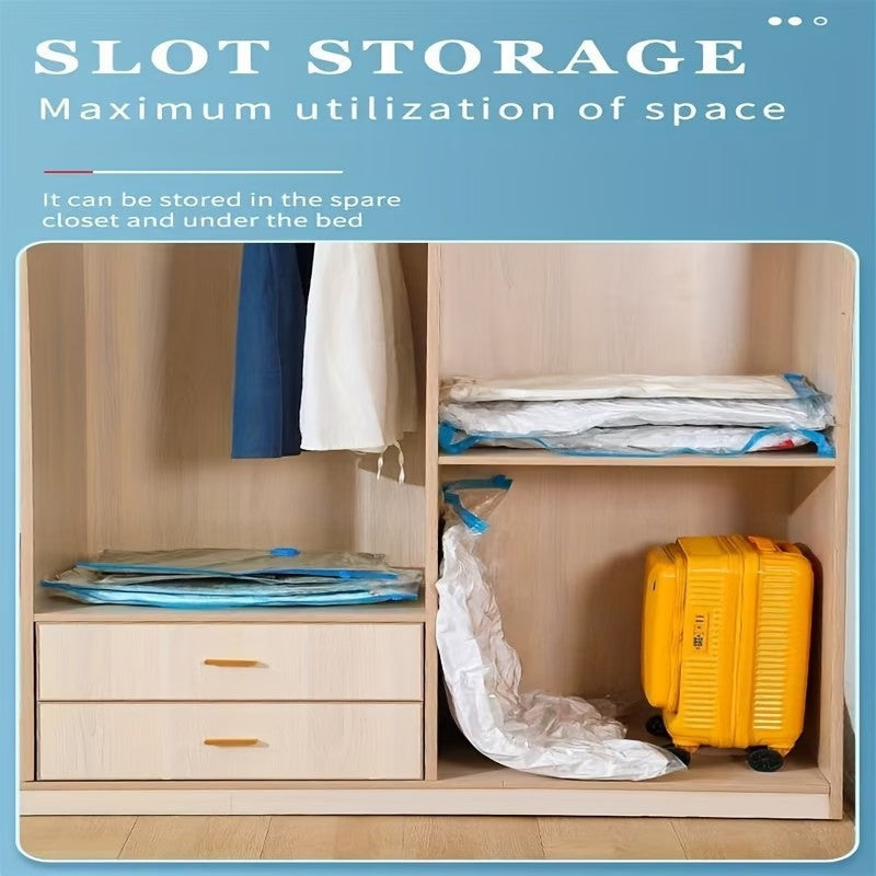 7pcs Extra Large Vacuum Storage Bag Set (40x60cm with 1 Manual Pump) - Space Saving, Sealed Compression, Dustproof and Moistureproof, Suitable for Clothes and Bedding, Ideal for Dorms, Wardrobes, and Moving, Includes 6 Free Drying Bags