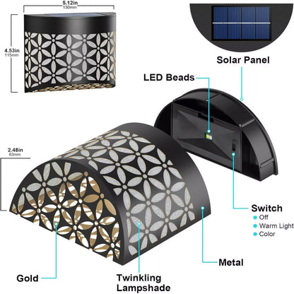 Taylor & Brown Solar Fence Lights 4 Pack, Hollow Out Patterns of Petals, Solar Decorative Outdoor Garden Lights, Waterproof Wireless Outdoor Lights for Garden, Fence, Patio Use