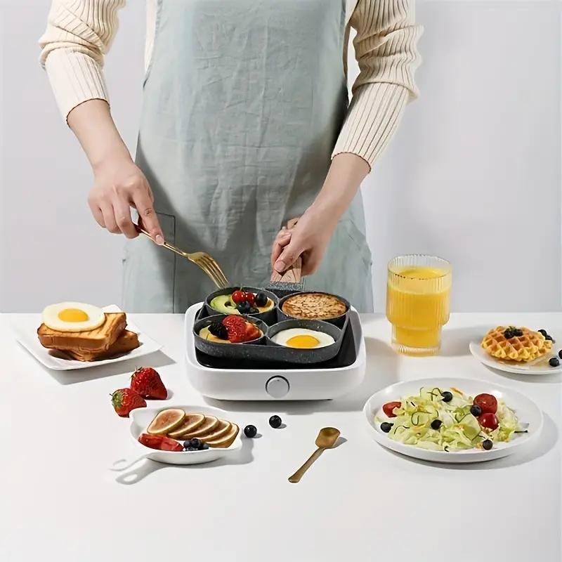 4-in-1 Cast Iron Egg Cooker, Non-Stick Single Handle Frying Pan, Dishwasher Safe, Compatible with Electric Coil Stoves, Versatile Kitchen Gadget for Pancakes, Eggs, and More