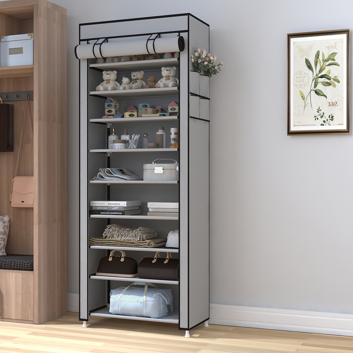 10 Tier Shoes Rack Storage Shoe Cabinet With Dustproof Cover Storage Organiser Holds Pairs Shoe Stand For Hallway Living Room