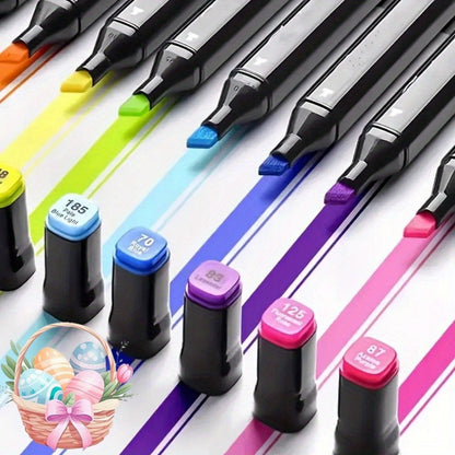 Double-Ended Art Markers Set 170 or 206 Colours with Storage Base Smooth Blending for Sketching Illustration Comics Painting Design