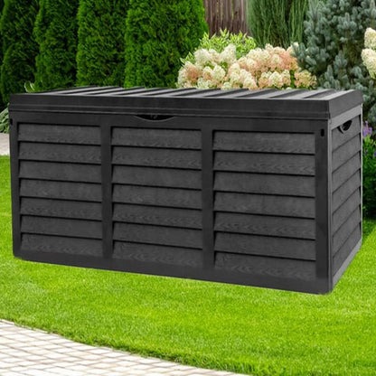 Black 320L Plastic Storage Box Garden Outdoor Shed Utility Cushion Chest Truck