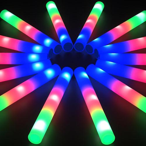 30-Pack of Foam Glow Sticks - Vibrant LED Light Sticks for Weddings, Birthday Celebrations, Camping Trips, New Year Events, And Raves