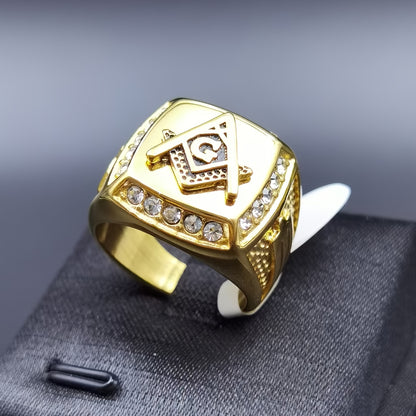 Classic Vintage Masonic AG Ring, Titanium 316L Stainless Steel 316L 316L Stainless Steel 316L 316L Stainless Steel Men'S Ring Jewelry