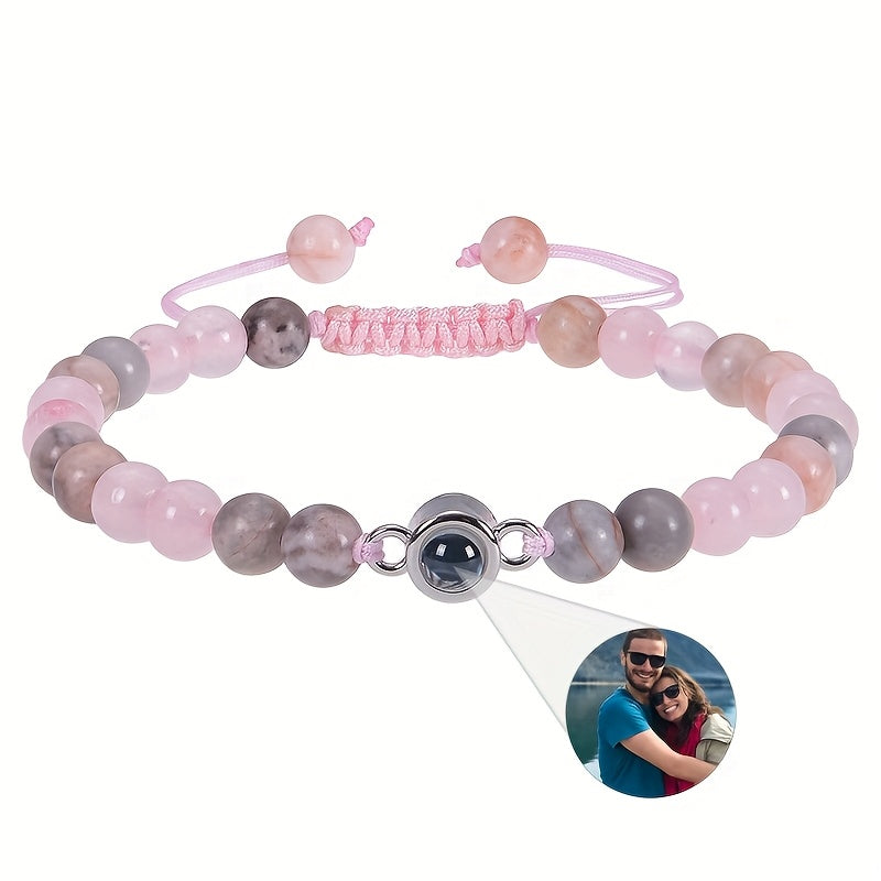 Customized Personalized Frosted Stone Photo Projection Bracelet, Customized Photo Projection Bracelet Festival Gifts