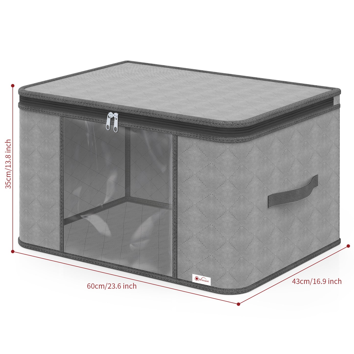 Vinsani 3pcs Deluxe Clothes Storage Bags Organizer Large Capacity Double Zipper, Moisture-Proof Big Clear Windows Perfect Space for Clothes, Beddings, Blankets and Duvet