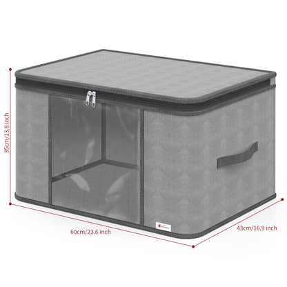 Vinsani 3pcs Deluxe Clothes Storage Bags Organizer Large Capacity Double Zipper, Moisture-Proof Big Clear Windows Perfect Space for Clothes, Beddings, Blankets and Duvet