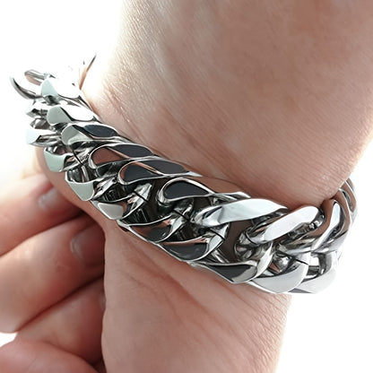 16/19/21Mm Width 316 Stainless Steel Curb Bracelet Hip Hop Party Men'S 316 Stainless Steel Bracelet Heavy Chain