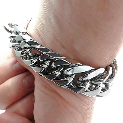 16/19/21Mm Width 316 Stainless Steel Curb Bracelet Hip Hop Party Men'S 316 Stainless Steel Bracelet Heavy Chain