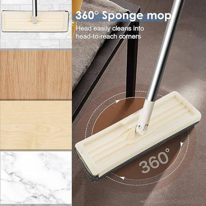 360° Flat Squeeze Microfiber Mop and Bucket Set Floor Mop and Bucket System Set Mop Home Floor Tiles Cleaning Wet Dry Cleaning Buckets for Floor Cleaning