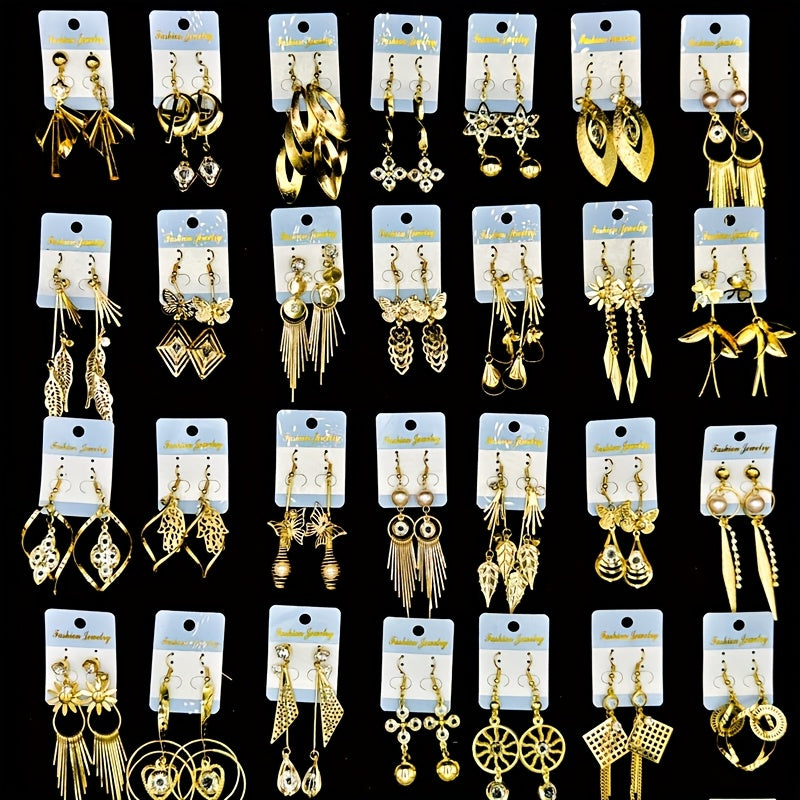 10 Pairs/lot Men's Jewelry Set Fashion and Elegant Cubic Synthetic Zirconia Multi-layer Pendant Tassels Earrings Butterfly Leaf Geometric Shape Exaggerated Bold Hollow Design Suitable for Gatherings Leisure Parties Gift Mixed Layered Women's Earrings Whol