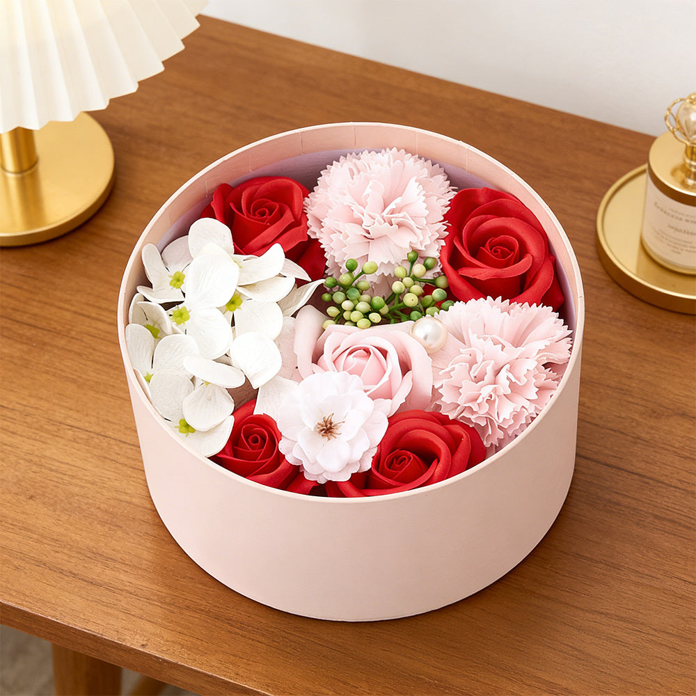 Bath Soap Gift Box, Artificial Flower Bouquet, card, Scented Rose Petal Gift for Valentine'S Day Anniversary, Christmas, Birthday Gift for Women, Girlfriend, Wife