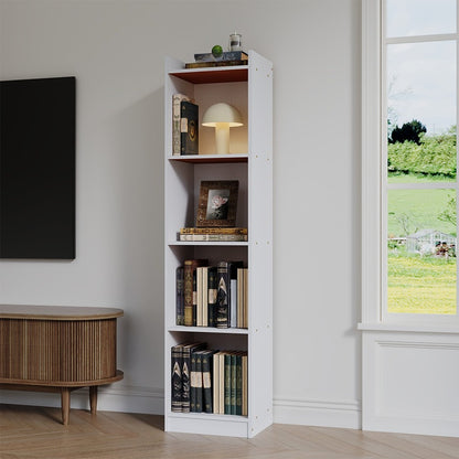 Modern White Wooden Bookcase – Tall & Skinny Bookshelf 2/3/4 Cube Shelves Shelving Storage Unit, Open Shelf Bookshelf For Office Living Room Bedroom Storage Organization