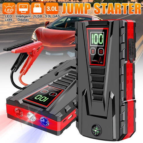 Car Jump Starter Battery Pack 12V Portable Jump Box for 5L Petrol & 3L Diesel – USB Charging, LCD Display & LED Light – Gift for Husband, Wife & Friends