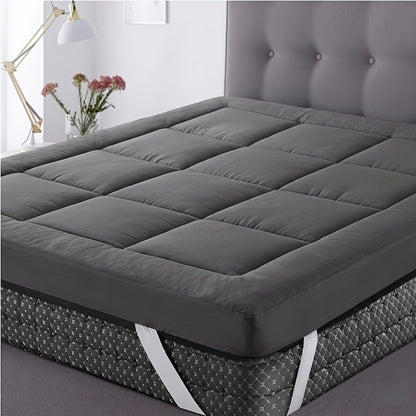 Hotel Quality Mattress Topper 10cm Deep 1200GSM Hollowfibre Overfilled Quilted Bed Pad with Elastic Corner Straps, Anti-Slip Topper for Single, Small Double, Double, King & Super King UK Beds