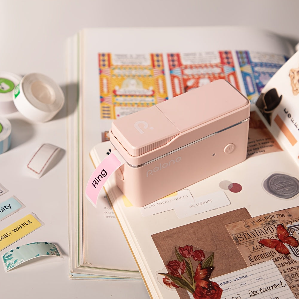 Wireless Portable Label Printer P31B - Mini Handheld Sticker Maker for IOS/Android, No Ink And Toner Required, Includes Self-Adhesive Green Label Roll for Home/Office/School Organization