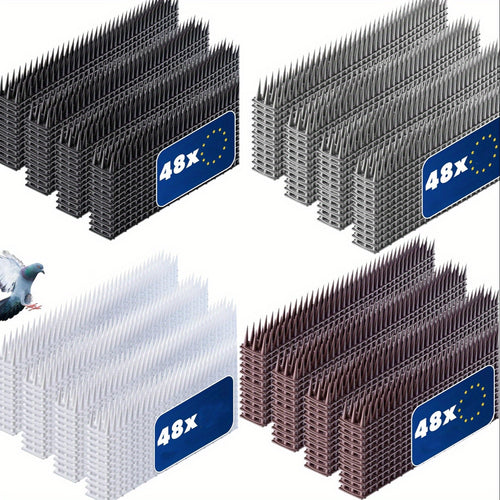 Total 10M 20M Anti Bird Spikes, 24/48pcs 43Cm Wall Fences Spikes for Bird Cat Small Animal Anti Climb Pigeons Deterrent Spikes, Outside Anti Bird Spikes Outdoor to Keep Birds Away