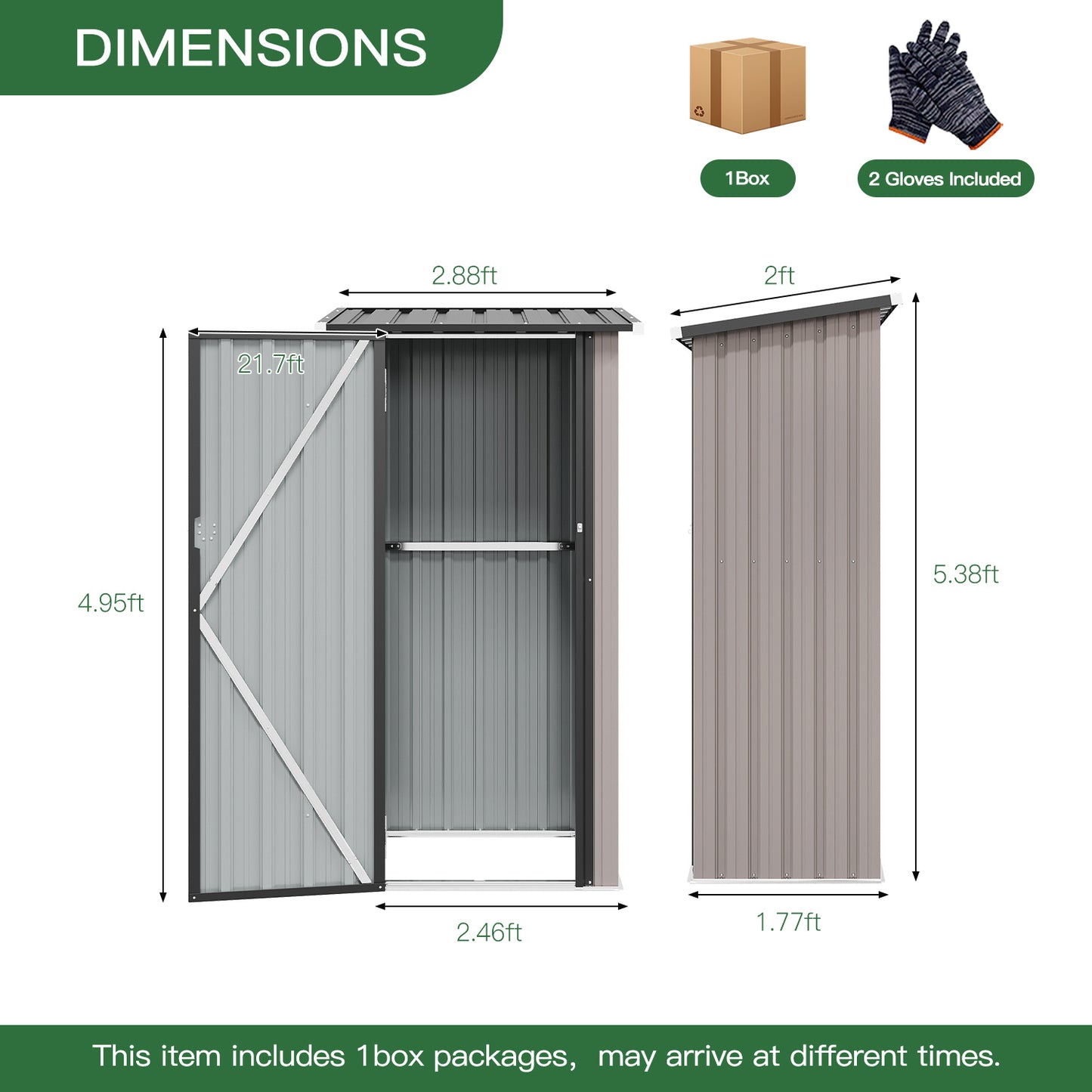 Nordivale Outdoor Garden Shed with Lockable Door|Removable Design for Firewood Logs, Tools, Lawnmower, Bike & Garbage Cans 75cm W X 54cm D X 163cm H