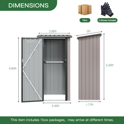 Nordivale Outdoor Garden Shed with Lockable Door|Removable Design for Firewood Logs, Tools, Lawnmower, Bike & Garbage Cans 75cm W X 54cm D X 163cm H