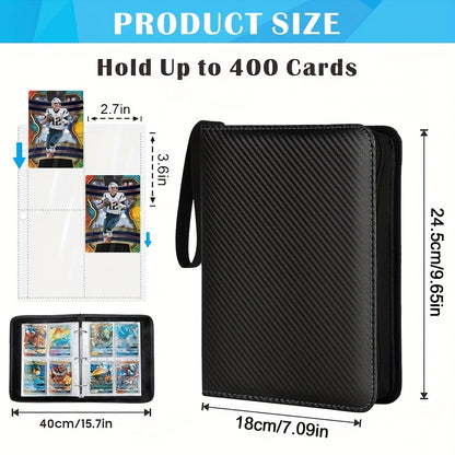 400-Pocket Trading Card Album Folder - Durable EVA Material, Black with Red Accents, Perfect for Organizing Game Cards, Game Card Storage | Sleek Card Holder | Durable Card Binder, Card Organizer Storage